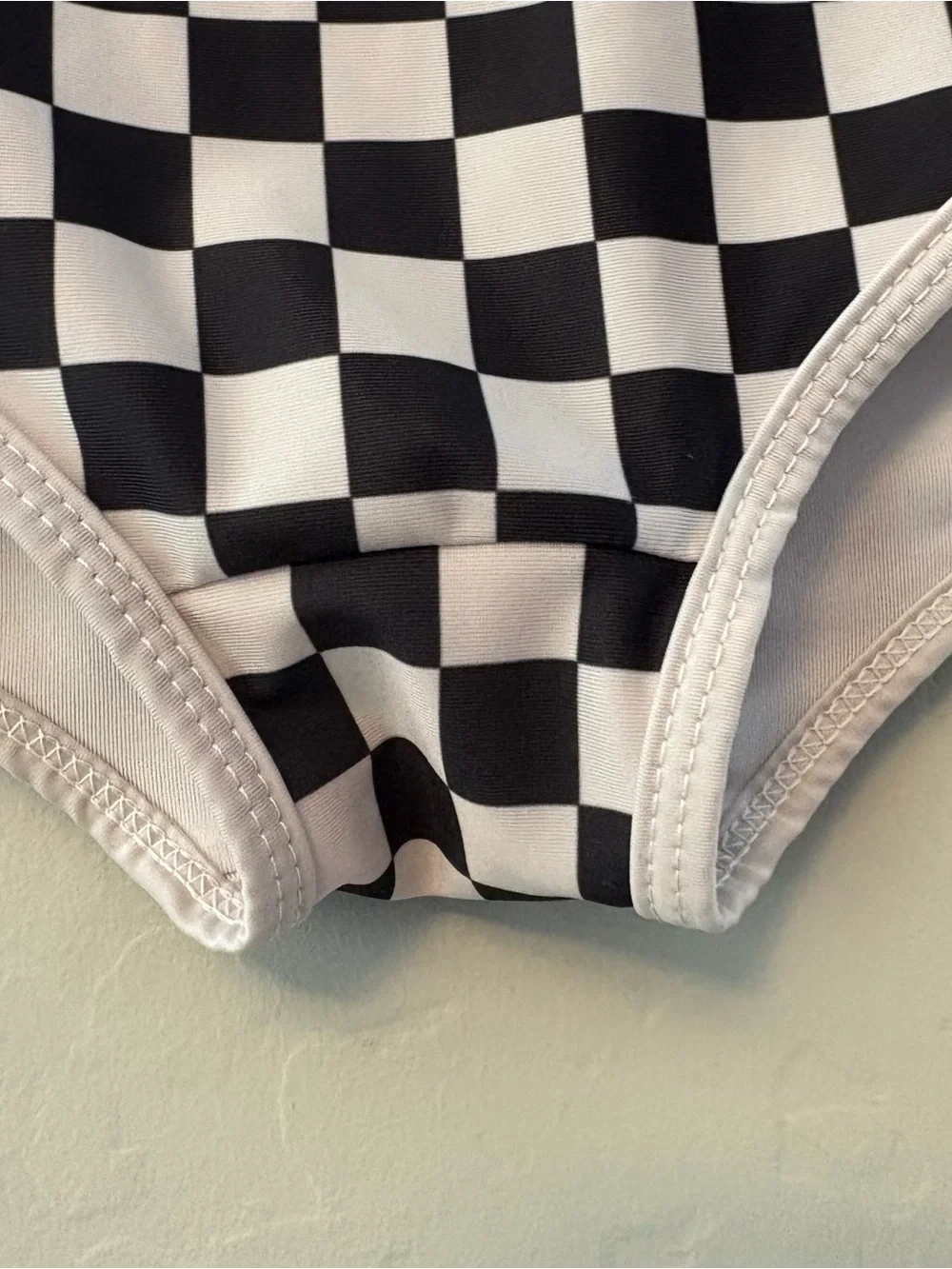 Salt Gypsy Betty high waisted boyshort surf bottoms white black checkers medium